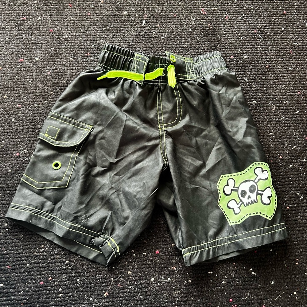 NWT Mish Boys Denny’s black skull crossbones swim shorts trunks bathing suit